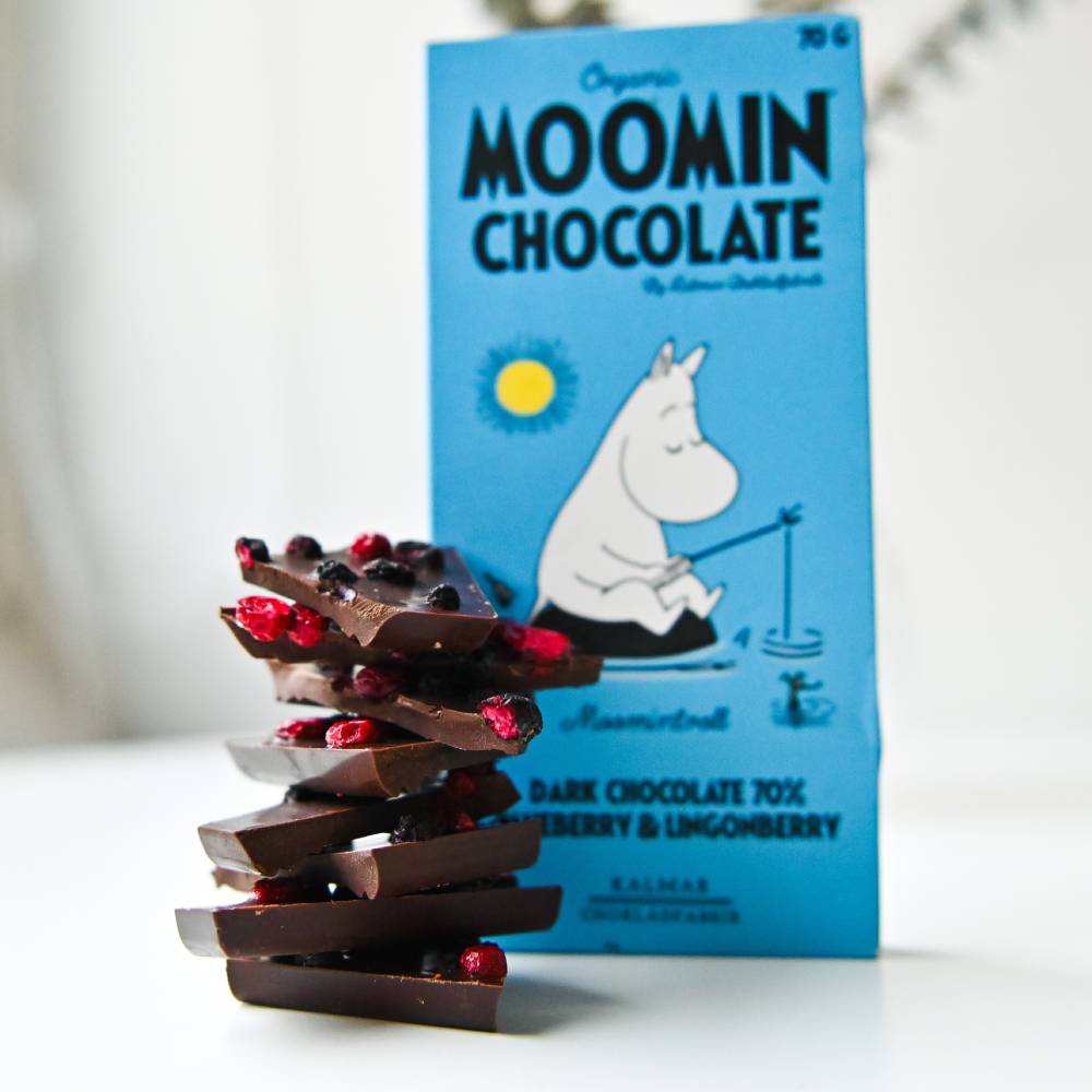 Czekolada Muminek (ciemna czekolada, borówki, żurawina) - Kalmar Chokladfabrik