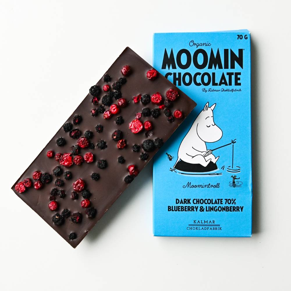 Czekolada Muminek (ciemna czekolada, borówki, żurawina) - Kalmar Chokladfabrik