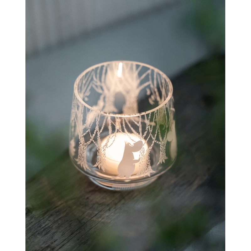 Szklany świecznik / miseczka Muminki w lesie Muurla