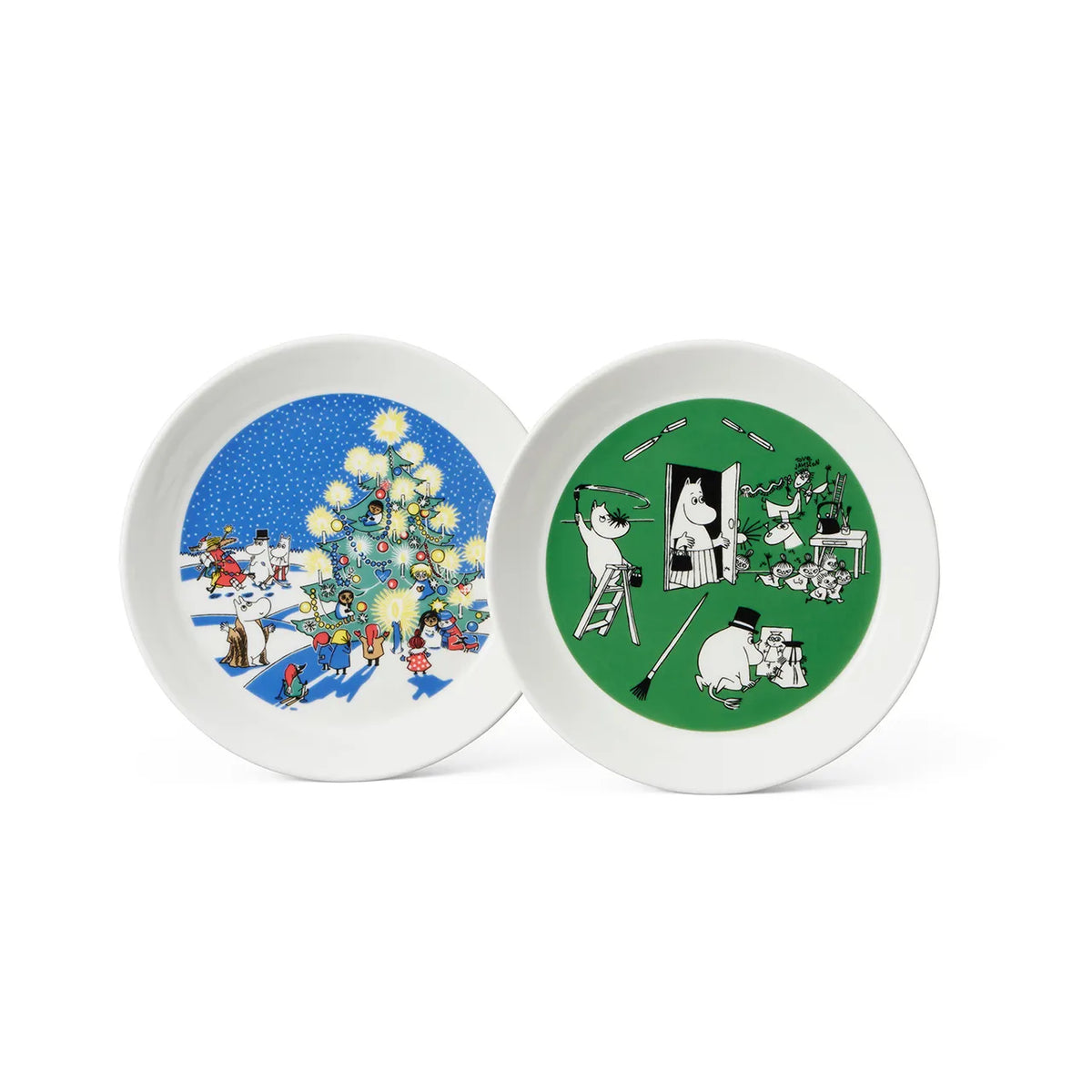 Talerze z edycji kolekcjonerskiej Muminki 2-pak: Drawing &Christmas - Moomin Arabia Finland