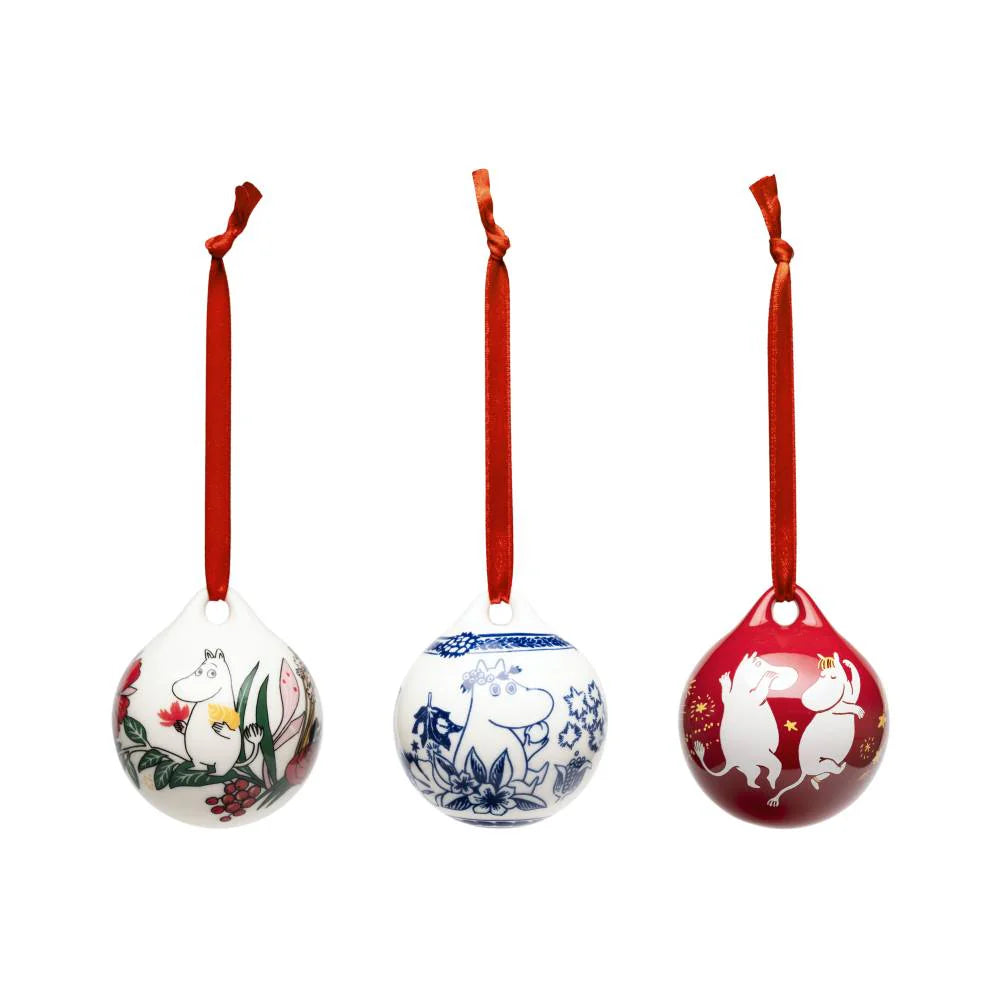 Zestaw 3 szt. bombek porcelanowych Muminki Festive Moments  Moomin Arabia