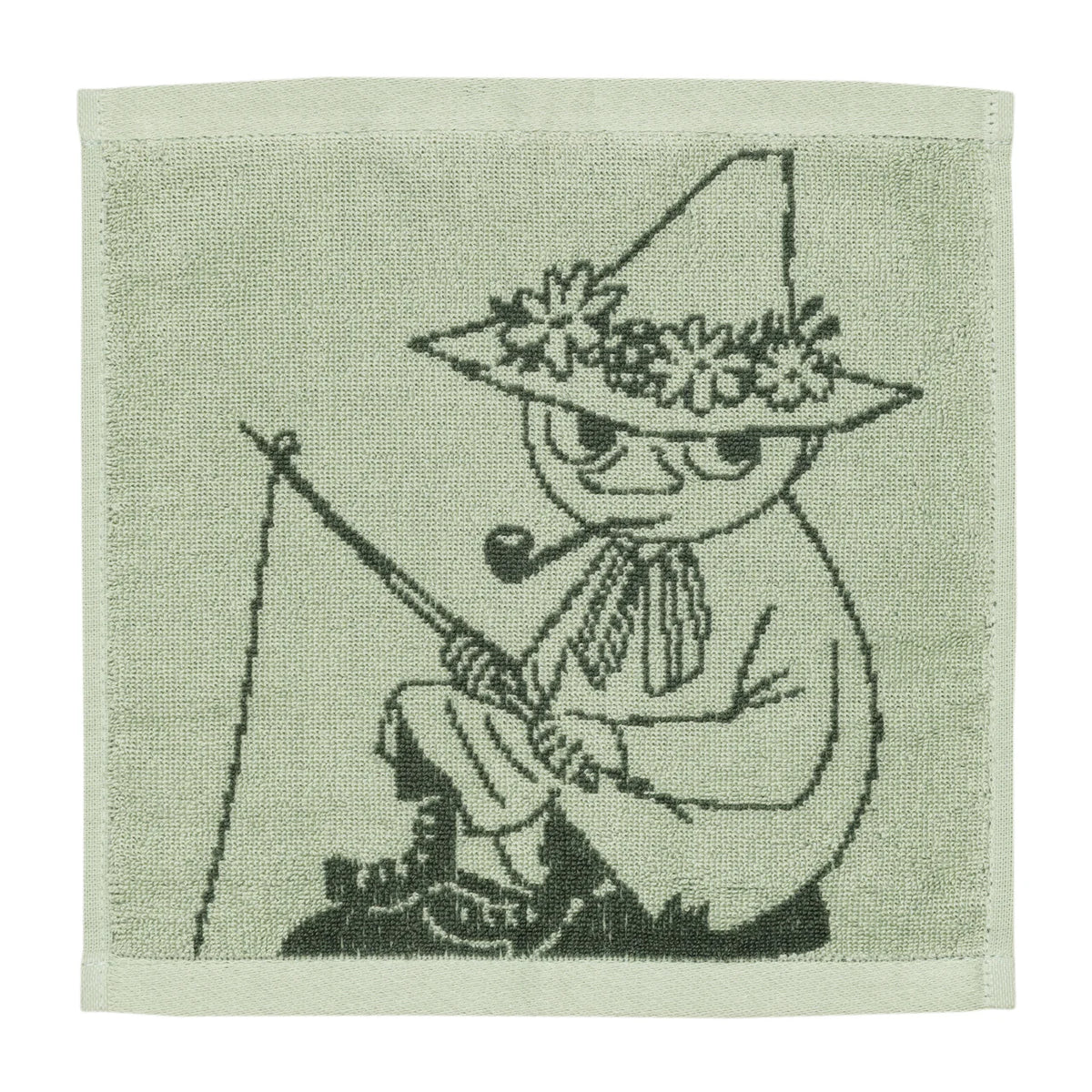 Ręcznik Włóczykij z wędką (zielony) 25x25cm GOTS Arabia Finland