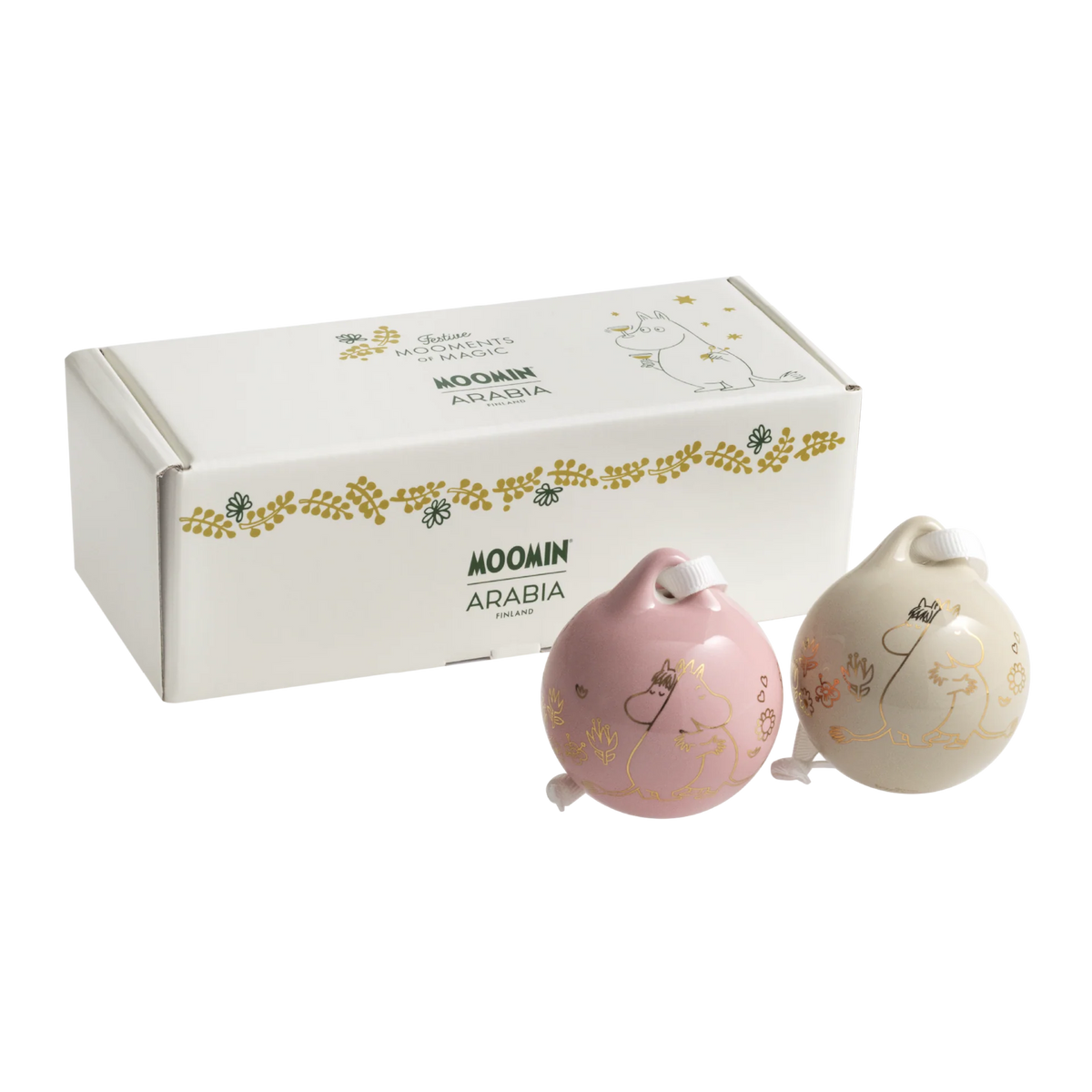 Zestaw 2szt. bombek porcelanowych Ø 5 cm (różowa & beżowa) Muminki Love Moomin Arabia
