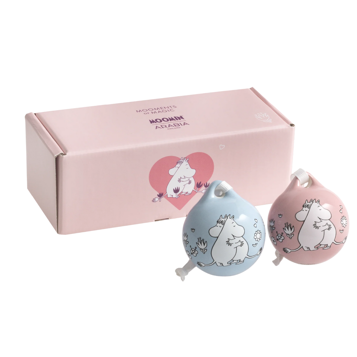 Zestaw 2szt. bombek porcelanowych Ø 5 cm (różowa & niebieska) Muminki Love Moomin Arabia
