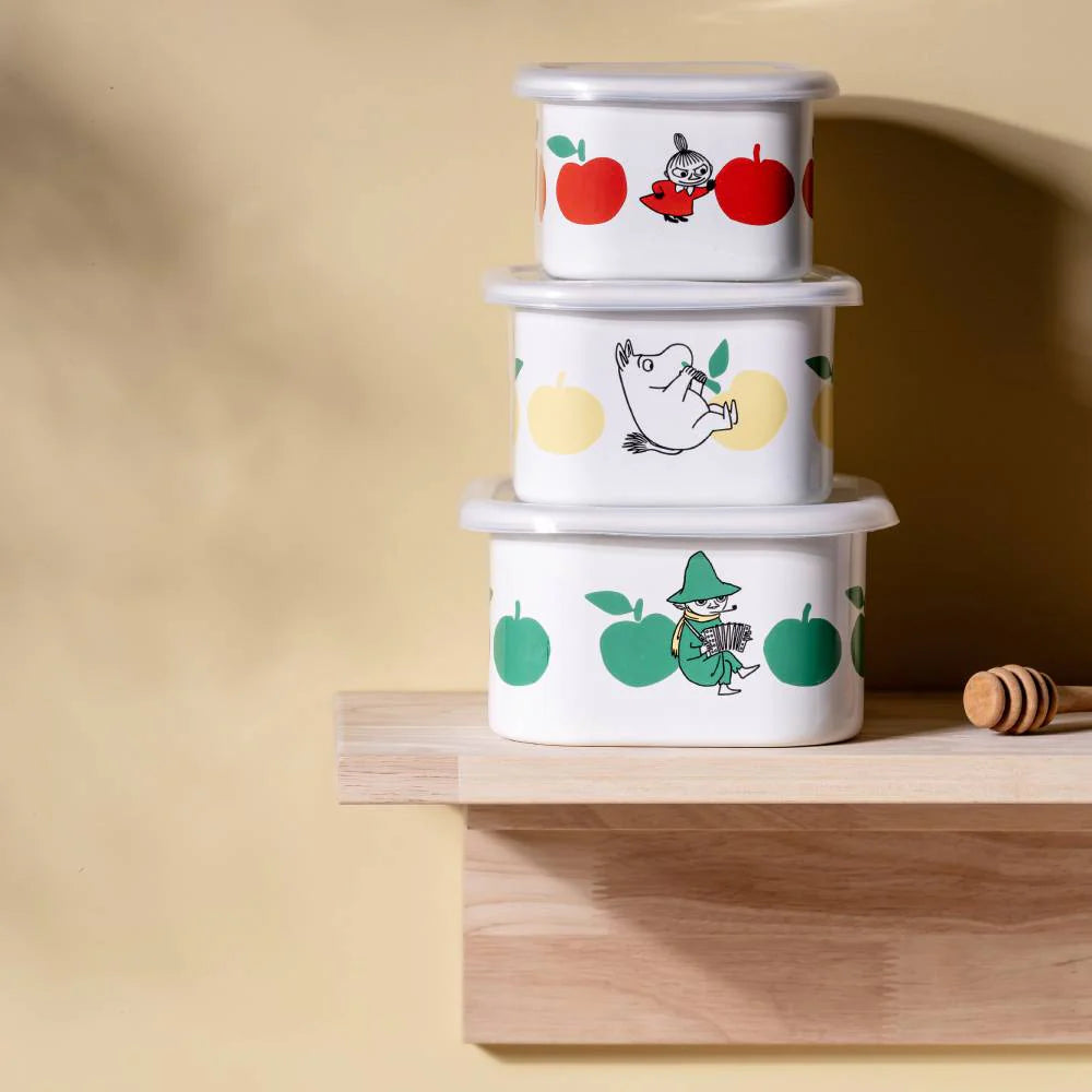 Emaliowany pojemnik z pokrywką 0,67l Mała Mi Jabłka Muurla