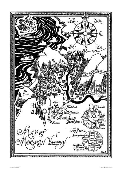 Plakat Muminki Mapa Doliny Muminków 24 x 30 cm Putinki