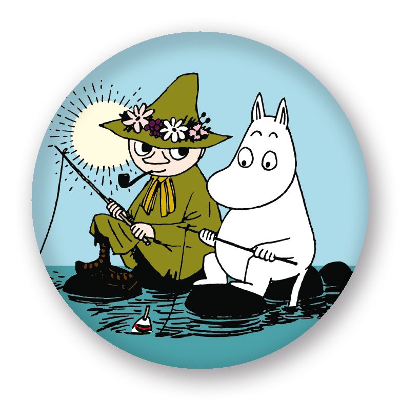 Magnes na lodówkę 56mm Muminek i Włóczykij na rybach Putinki