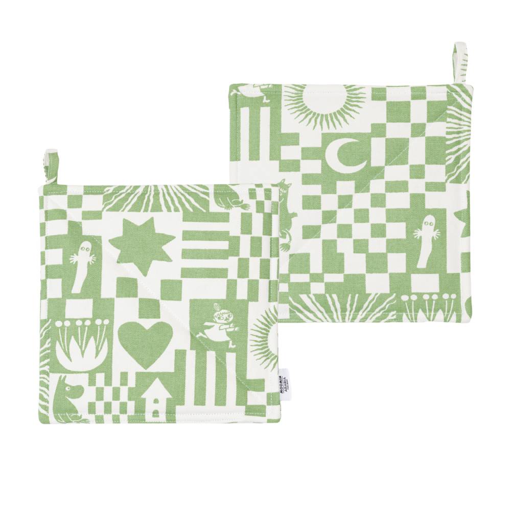 Łapki kuchenne 2-sztuki Muminki Garden Party 22x22cm (zielone) - Moomin Arabia
