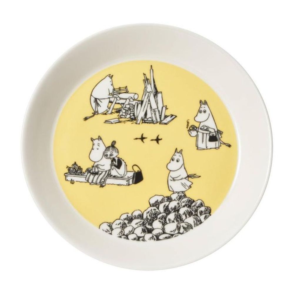 Talerze z edycji kolekcjonerskiej Muminki 2-pak: Żółty i Hurra - Moomin Arabia Finland