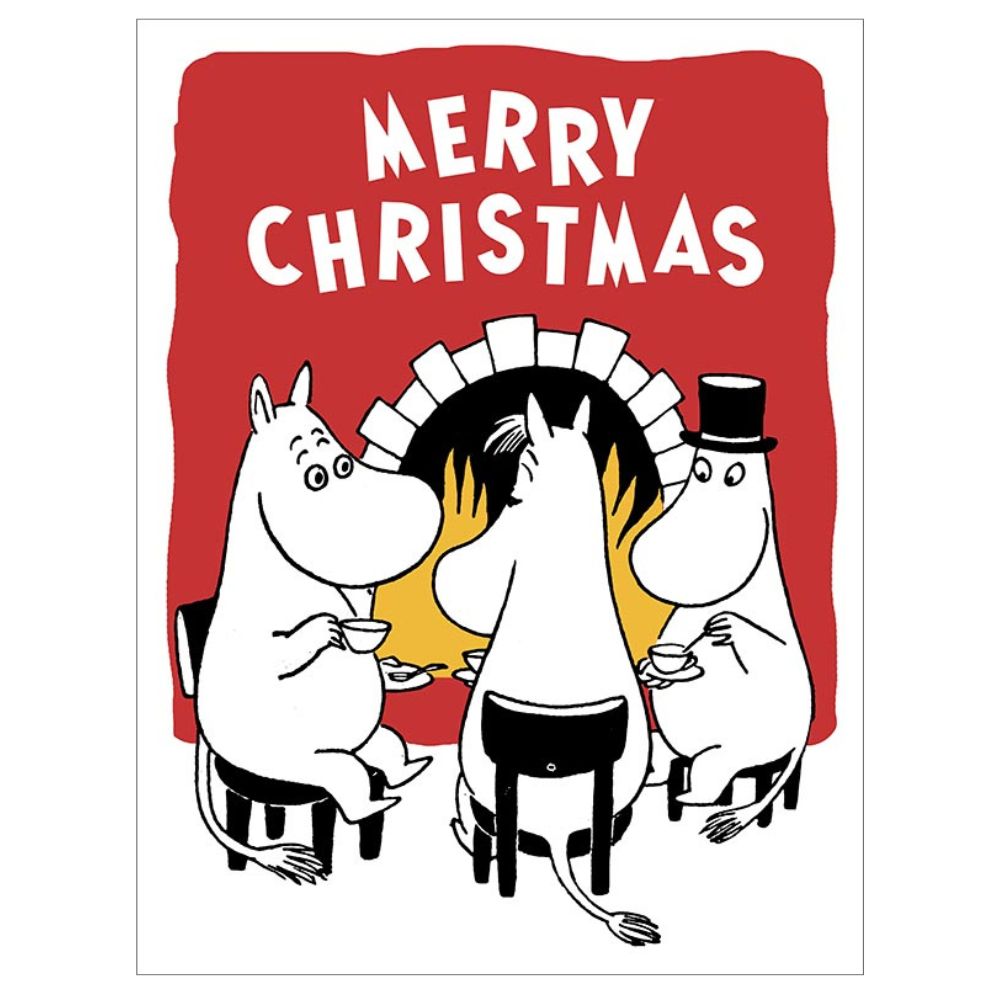Kartka okazjonalna Muminki przy kominku Merry Christmas Putinki