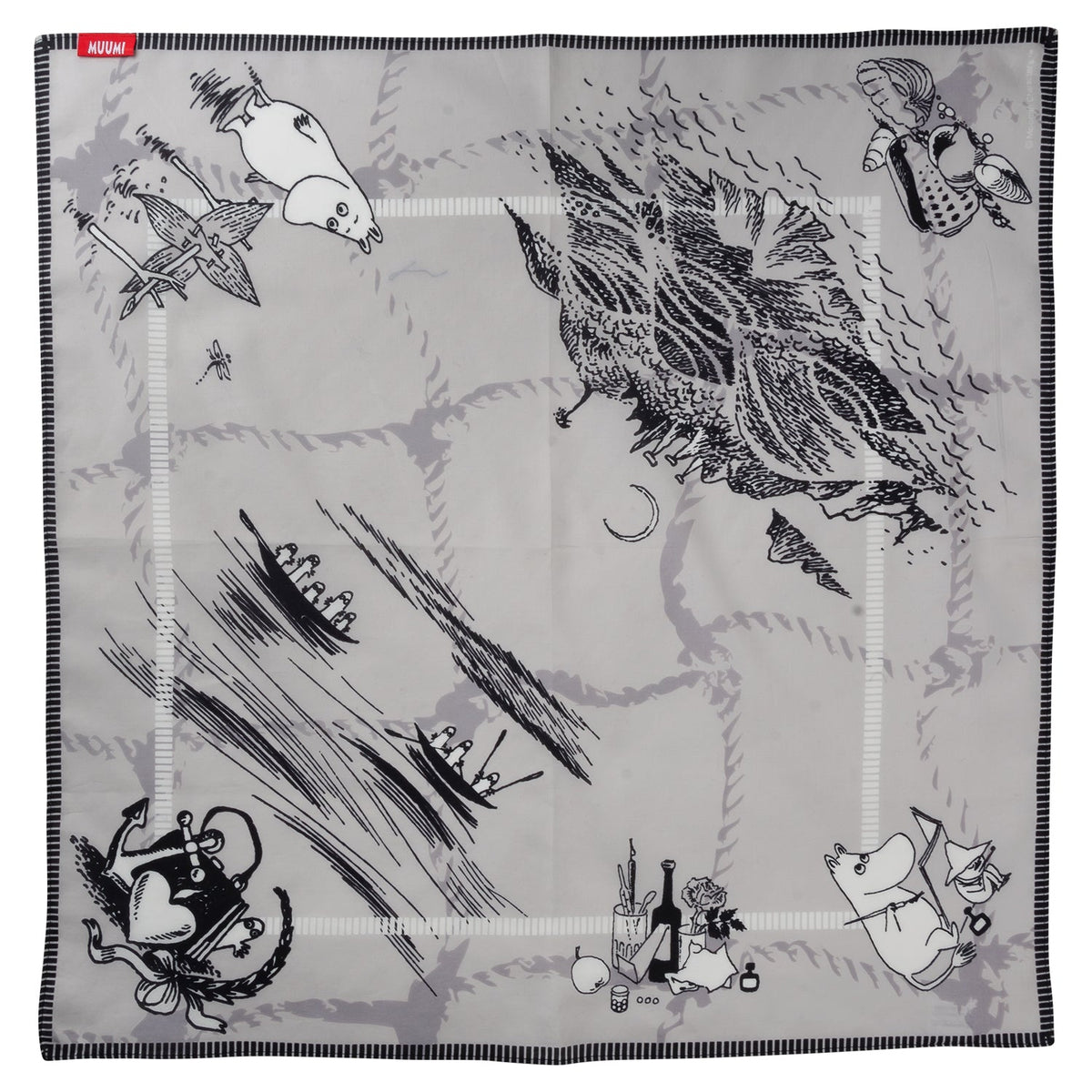 Bandana Muminki Sea Adventure (szary) 55 x 55 cm Lasessor