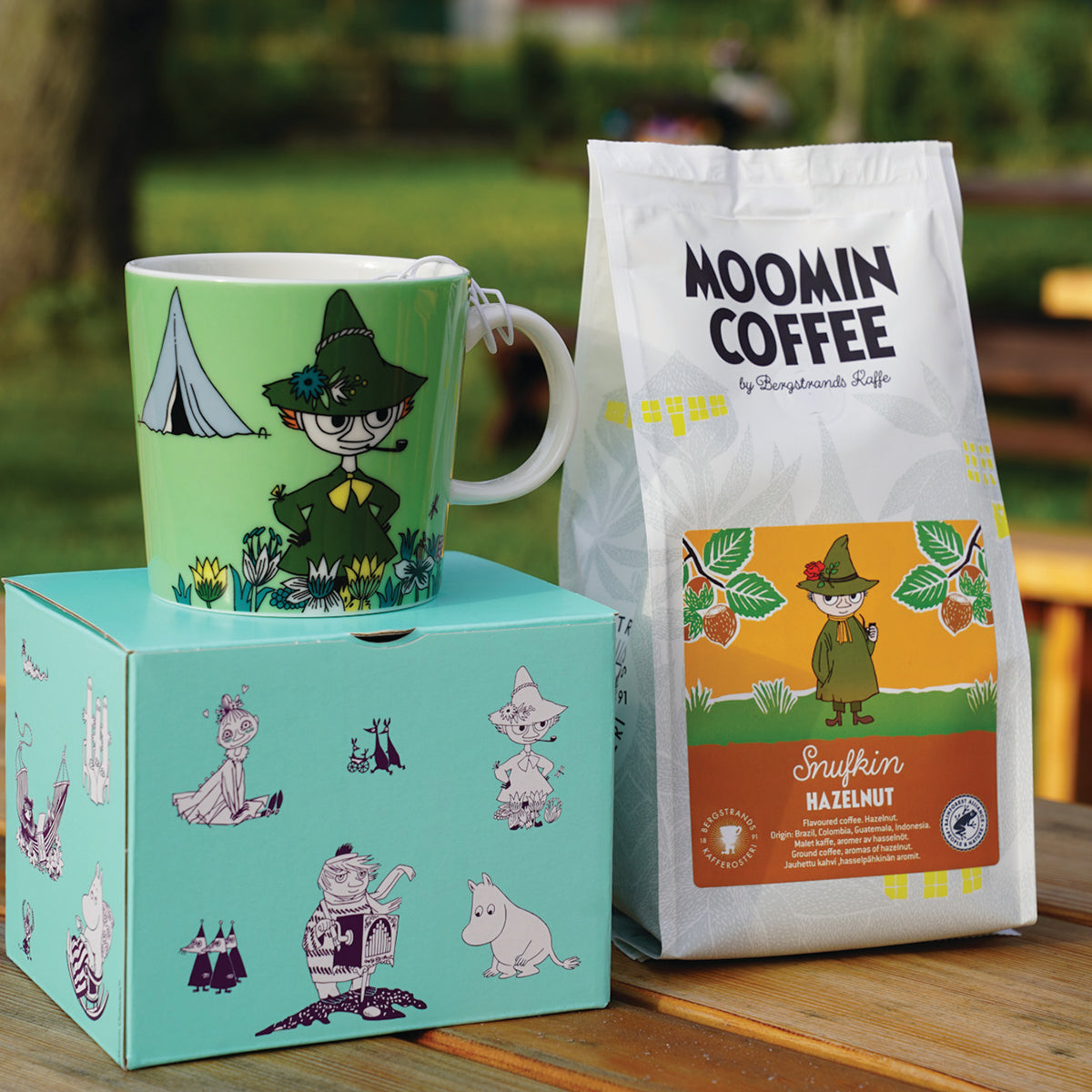 Zestaw 2-el. kubek porcelanowy 300ml Włóczykij Moomin Arabia+ kawa mielona Włóczykij 250g Bergstrands