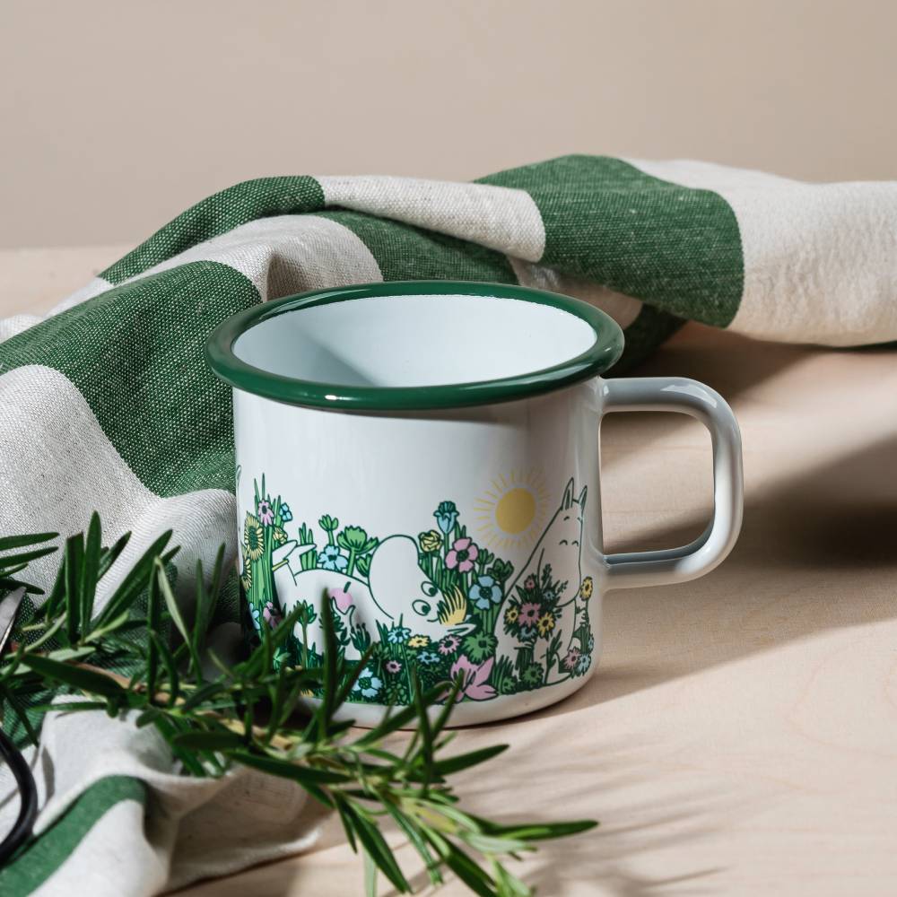 Kubek emaliowany 370ml Rodzina Muminków w ogrodzie Muurla