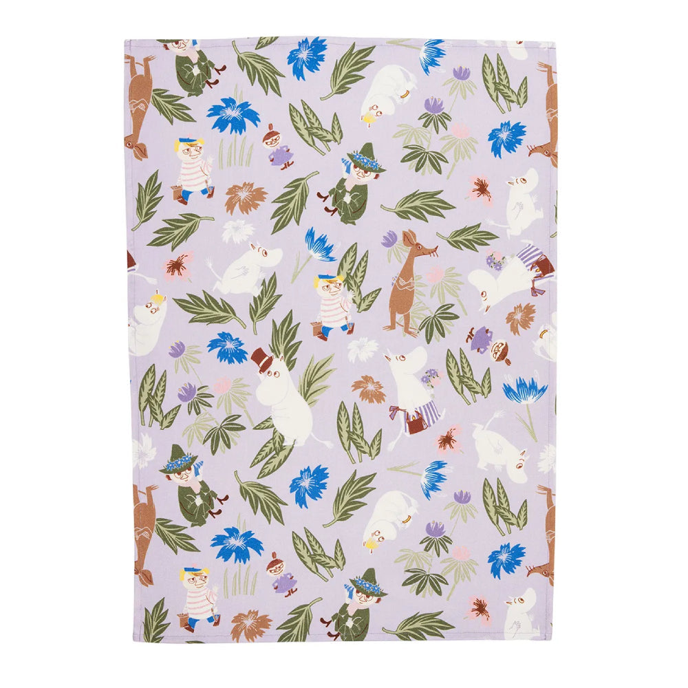 Ręcznik kuchenny Muminki Flower Garden GOTS 50x70cm (fiolet) - Arabia Finland