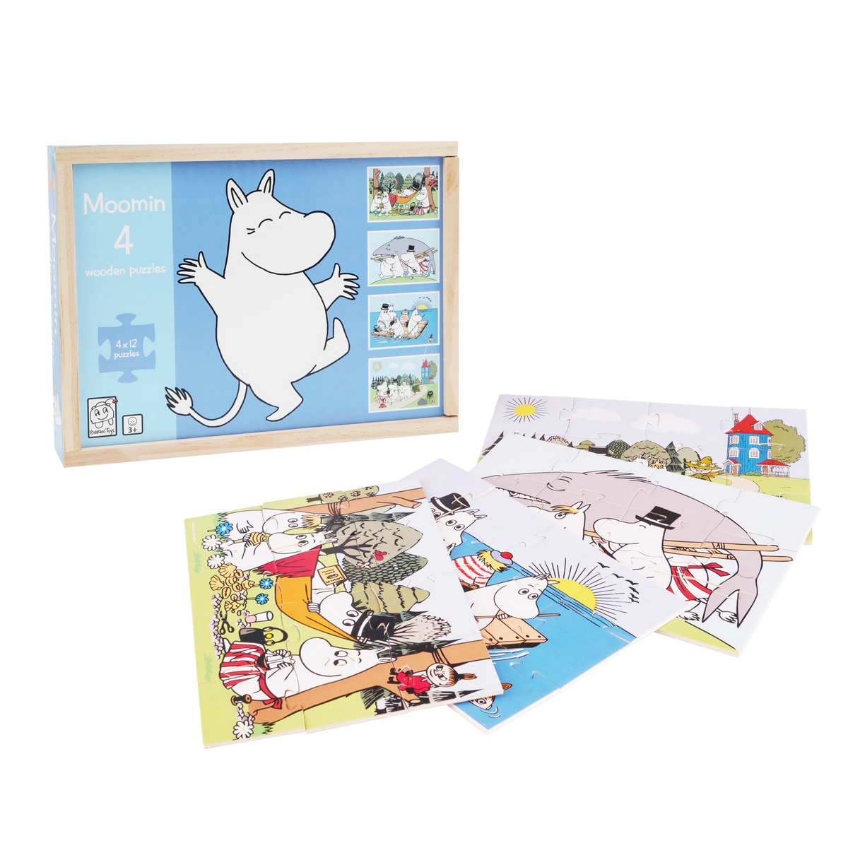 Zestaw 4 drewnianych układanek Muminki Barbo Toys