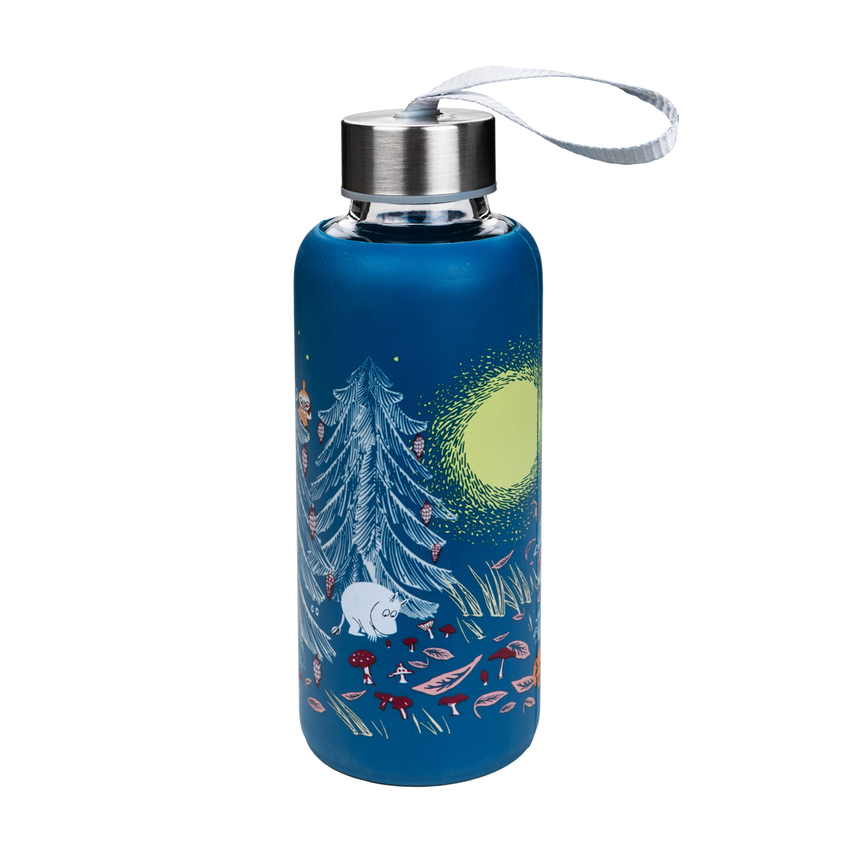 Szklana butelka 450ml Muminki w lesie (niebieski) Martinex
