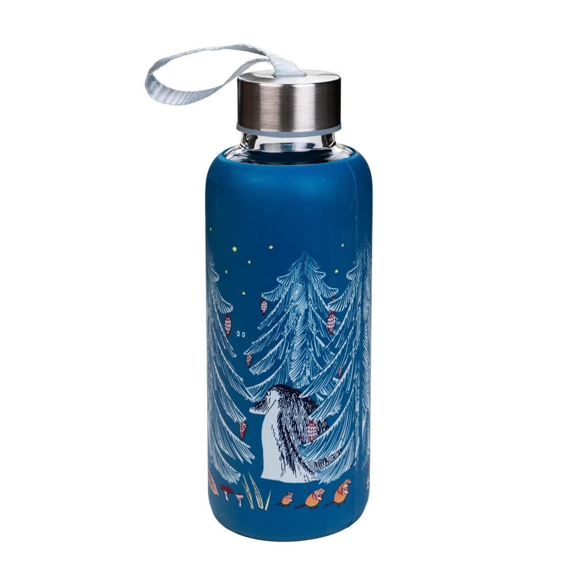 Szklana butelka 450ml Muminki w lesie (niebieski) Martinex