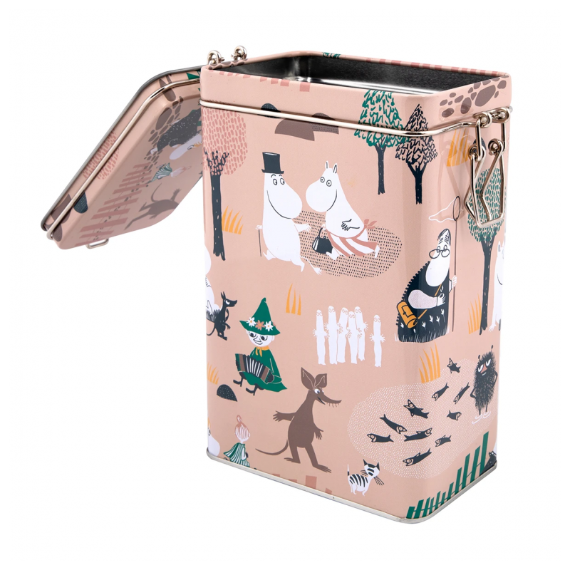 Puszka metalowa 20 cm Muminki w lesie (różowy) Martinex