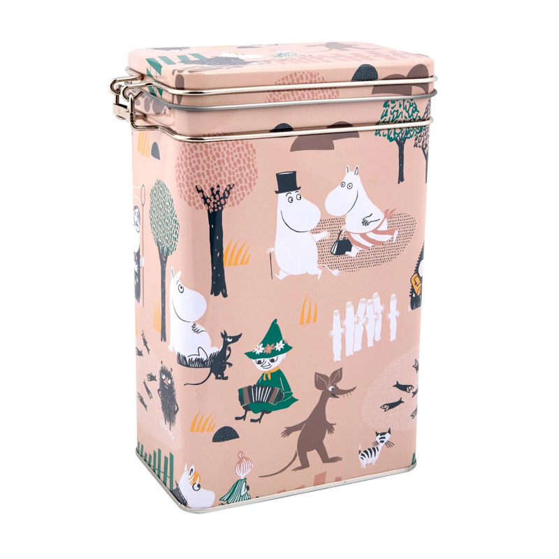 Puszka metalowa 20 cm Muminki w lesie (różowy) Martinex