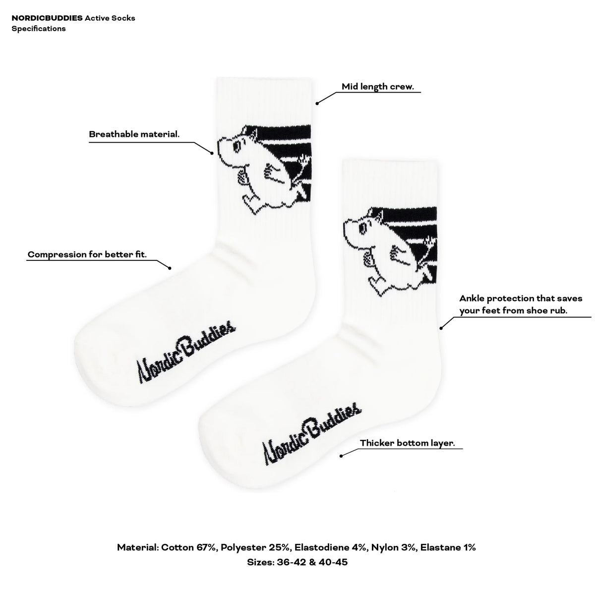 Skarpety Hatifnatowie Retro sport 40-45 NordicBuddies