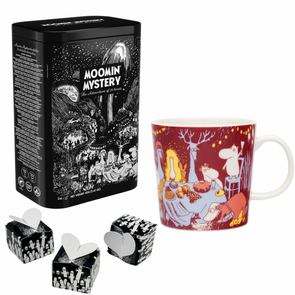 Zestaw Mystery Tea Box Nordqvist i kubek porcelanowy 300ml Festive Moments Moomin Arabia