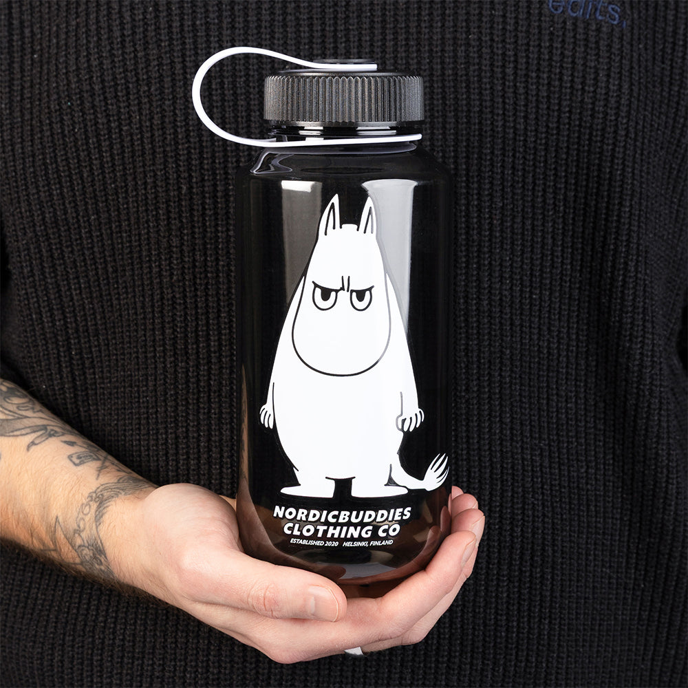Moomintroll Angry Everyday Water Bottle Black - The Official Moomin Shop