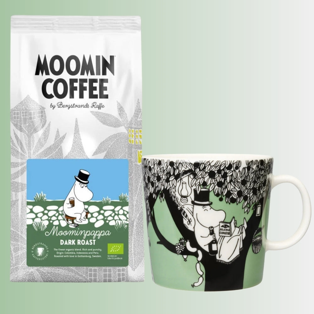 Kubek porcelanowy 400ml Tata Muminka Moomin Arabia oraz kawa mielona 250g Bergstrands