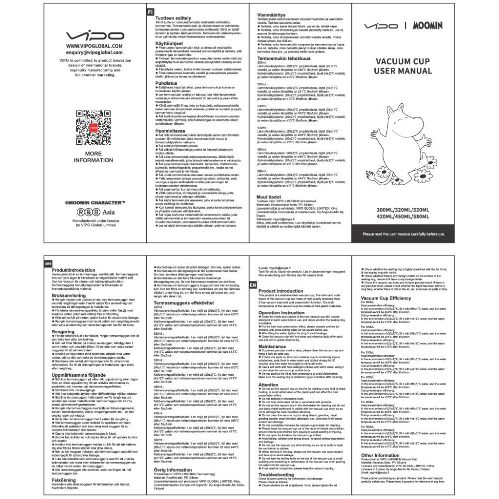 Kubek termiczny Muminek 420ml (biały) Vipo