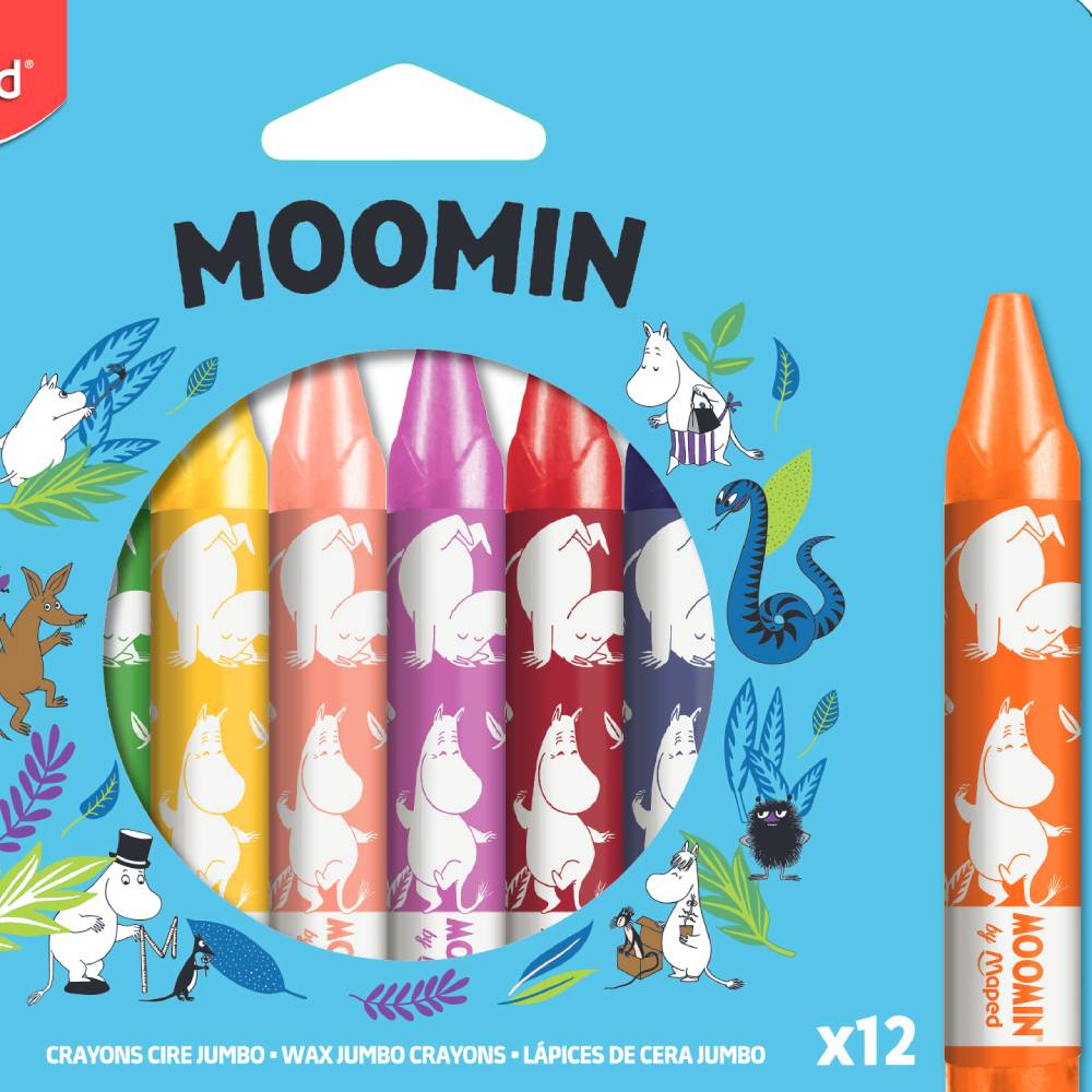 Kredki świecowe jumbo Muminki 12 szt. w pudełku Muminki Maped