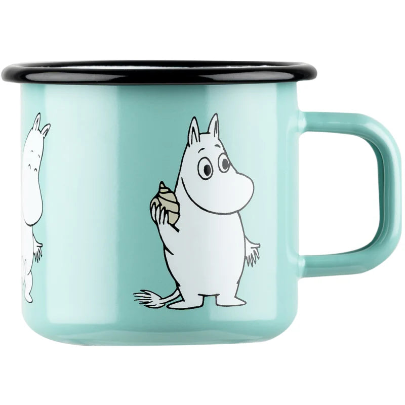 Zestaw herbata Moomin Green Tea Raspberry 100g Teministeriet i kubek emaliowany 370ml Muminek Muurla