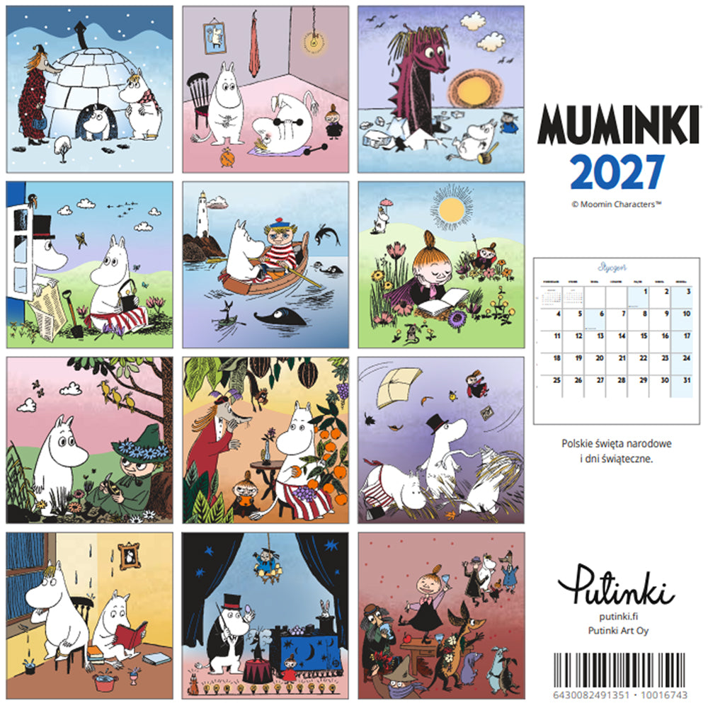 Kalendarz ścienny 20x20cm 2027 Muminki (wersja Polska) Putinki