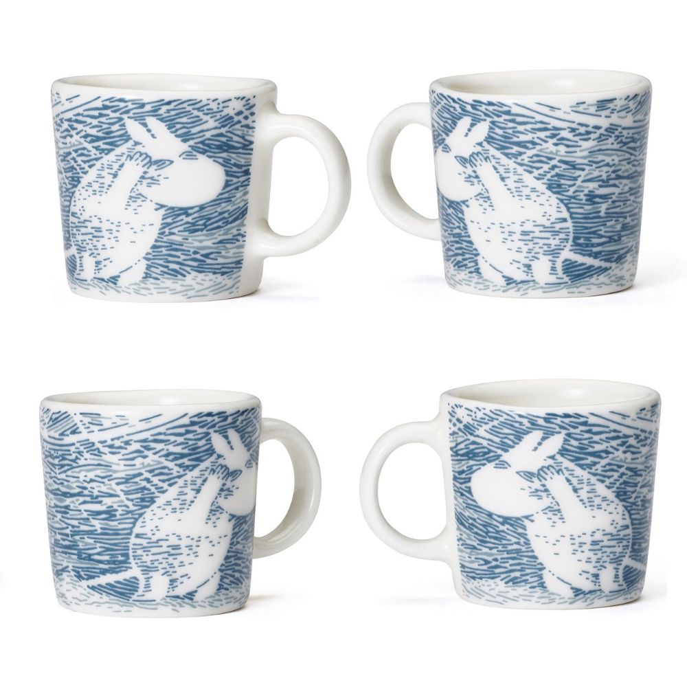 Zestaw 4 kubków miniaturowych Snow blizzard Moomin Arabia