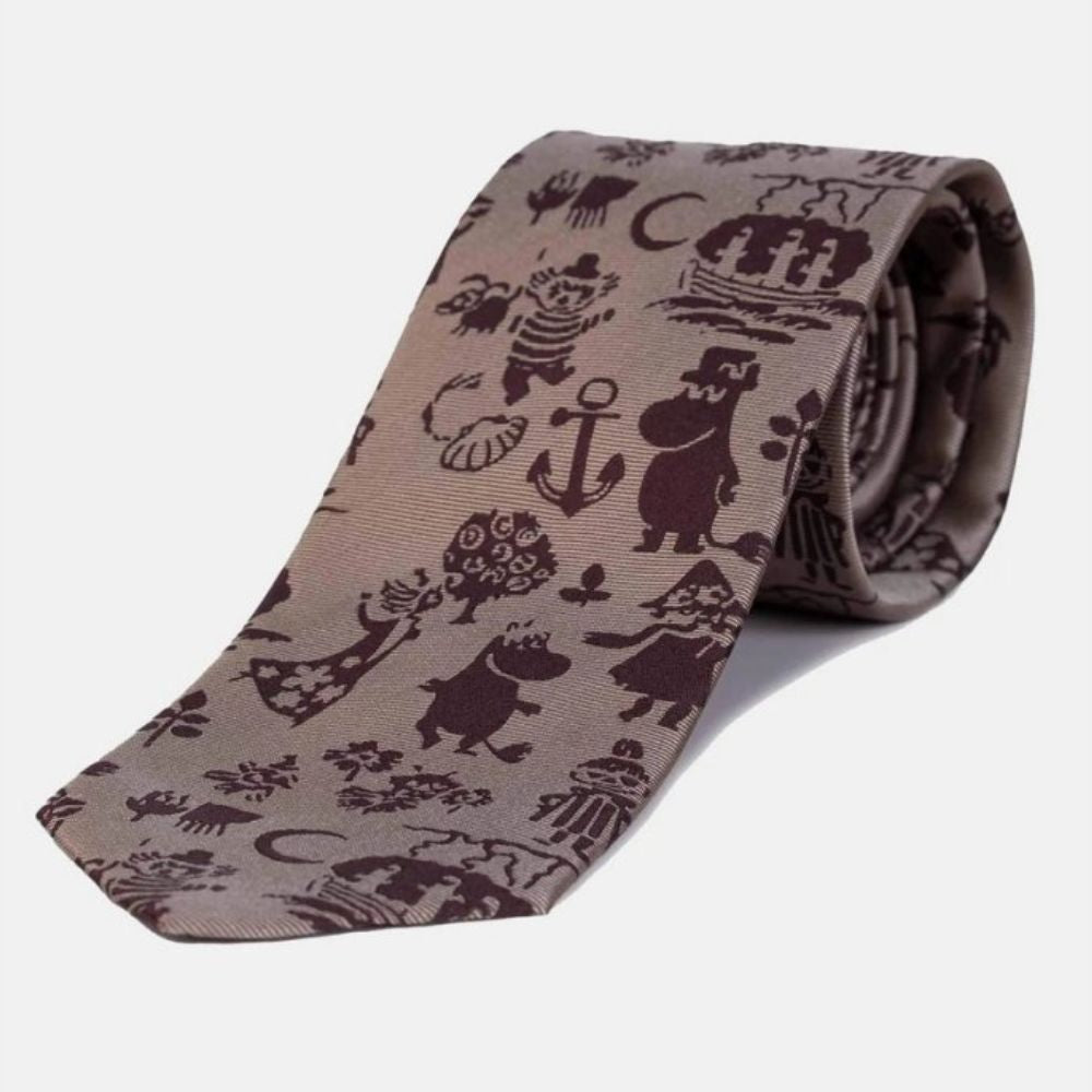 Jedwabny krawat (brąz) Muminki Lasessor