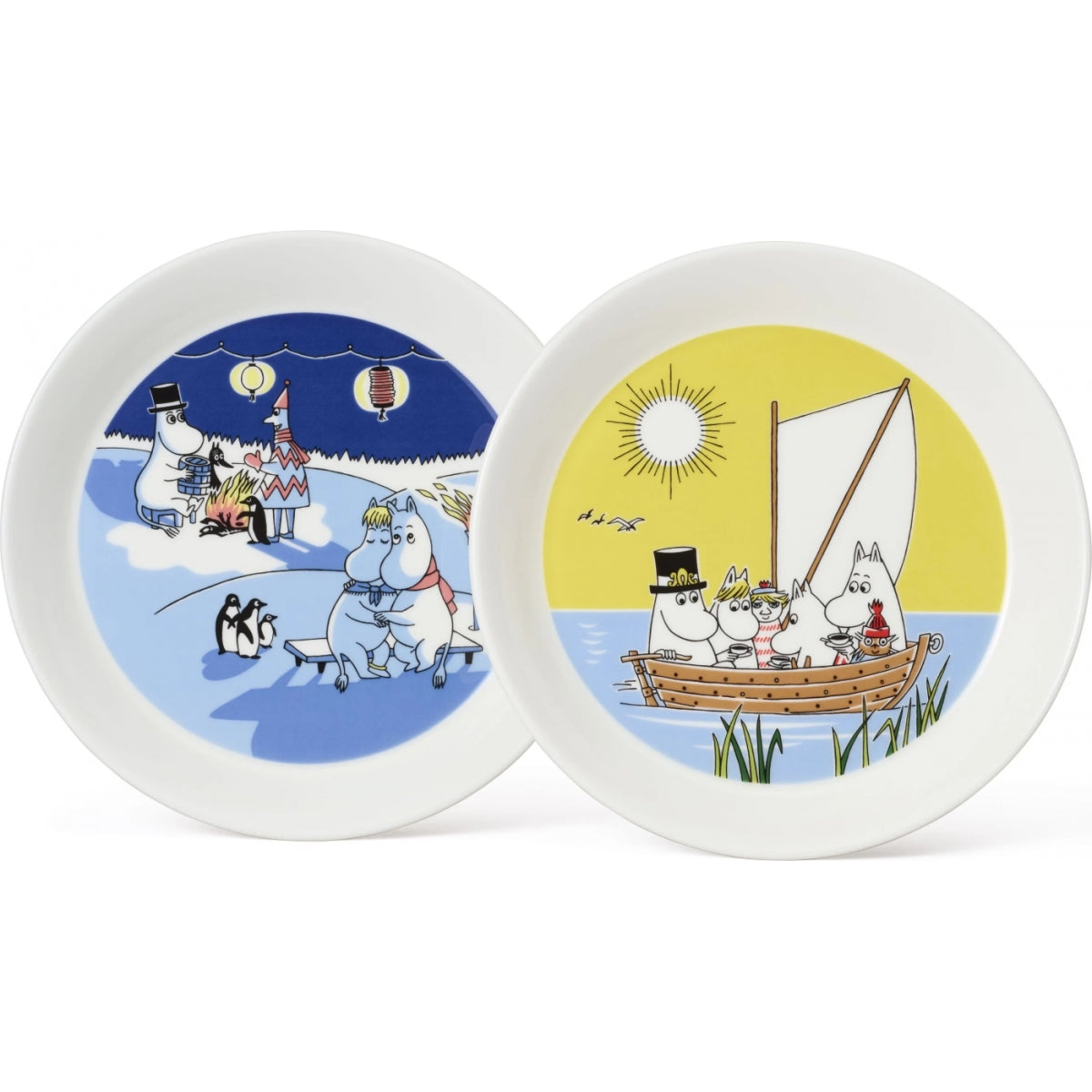 Talerze z edycji kolekcjonerskiej Muminki 2024, 2-pak: Bonifire & Sailing - Moomin Arabia